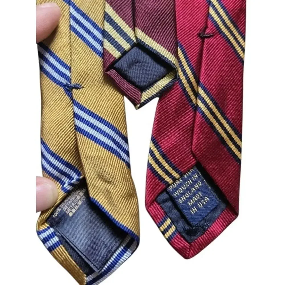 Lot 3 Brooks Brothers Makers 100% Silk Regimental Stripe Repp Neckties Preppy